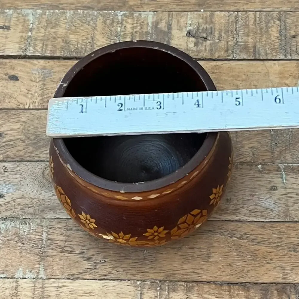 Made In USSR Vintage Hand Carved Wooden Vase 4.75